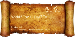 Vadászi Iván névjegykártya